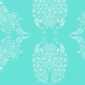 Turquoise paisley mehndi swirl