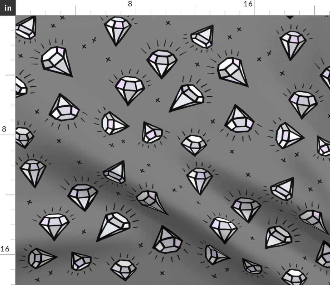 Coloured Diamonds on Grey - Larger Scale
