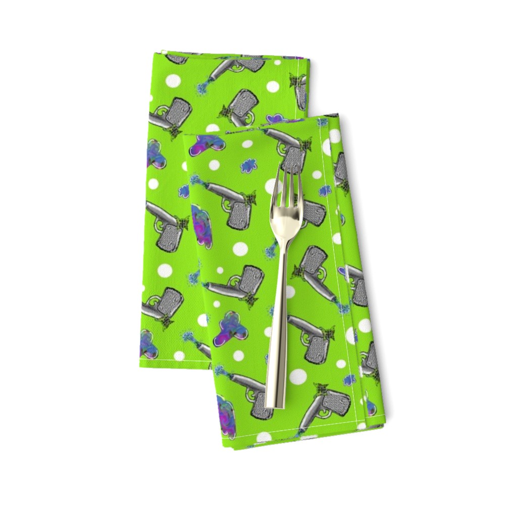 water pistols and butterflies dots green white gray