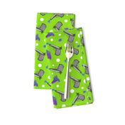 water pistols and butterflies dots green white gray