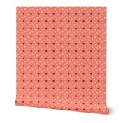 Trotting paw prints - mint on coral