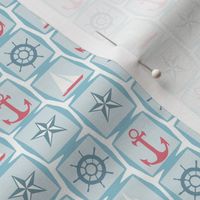 Sailing Away Squares with Anchors, Sailboats, Nautical Star & Ships Wheel