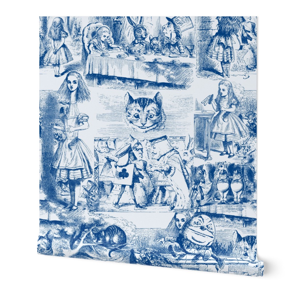 Curiouser and curiouser!  An Alice Toile ~ Blue ~ Large