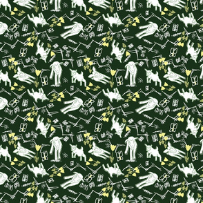 White Chalk and Paper Goats - Dark Green