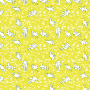 White Chalk and Paper Goats - Dark Yellow