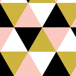 Black, gold, blush Triangle Cheater quilt - baby blanket