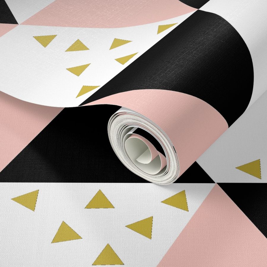 Blush Black Gold Triangle Cheater Quilt - Triangle Baby Blanket