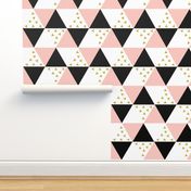 Blush Black Gold Triangle Cheater Quilt - Triangle Baby Blanket