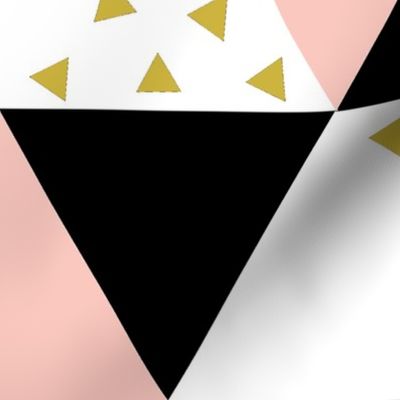 Blush Black Gold Triangle Cheater Quilt - Triangle Baby Blanket