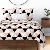 Blush Black Gold Triangle Cheater Quilt - Triangle Baby Blanket