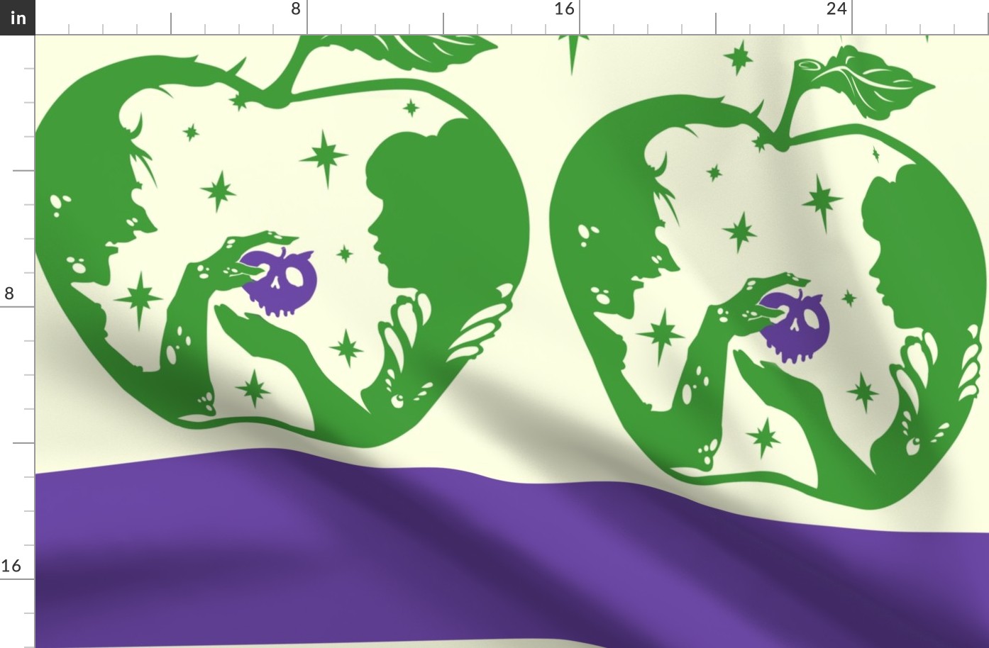 Snow White Purple Green Halloween Apple Border Print