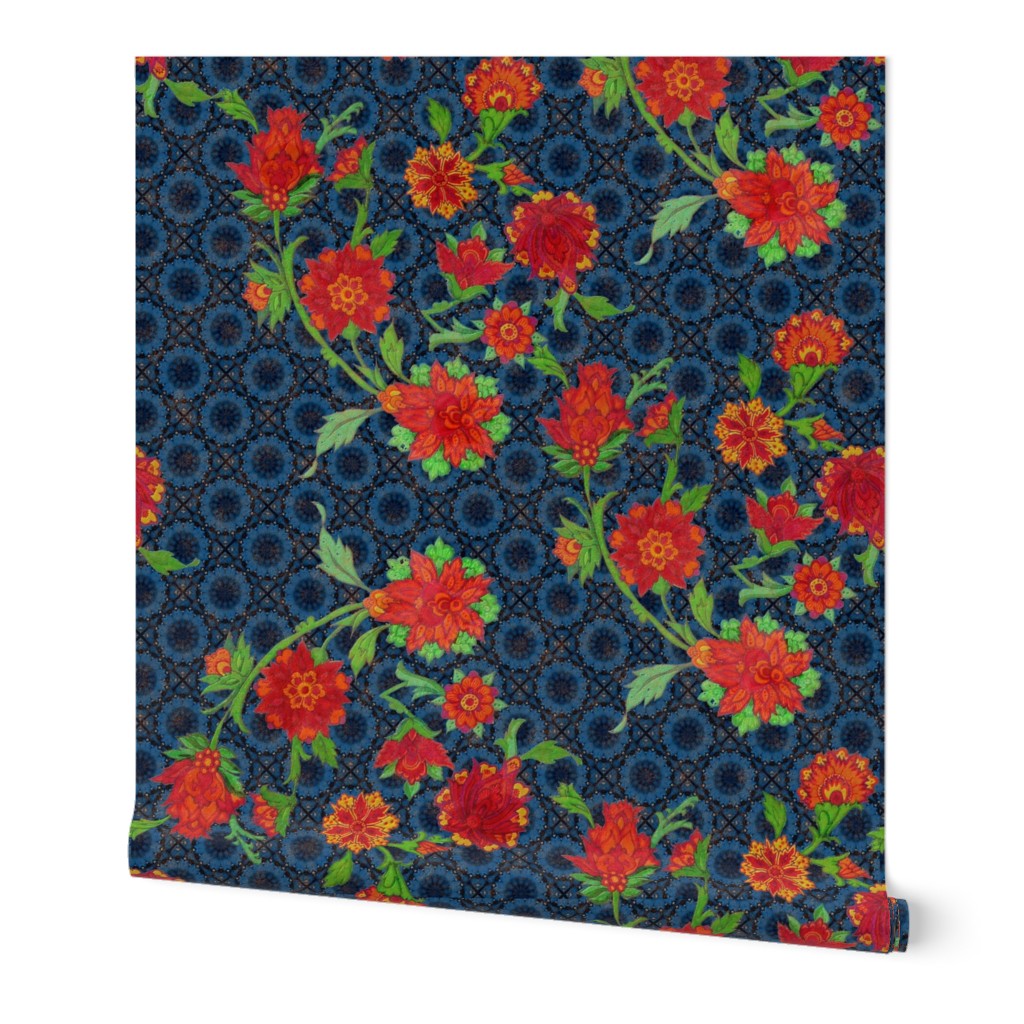 Mavi flowers blue pattern background