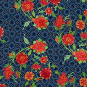 Mavi flowers blue pattern background