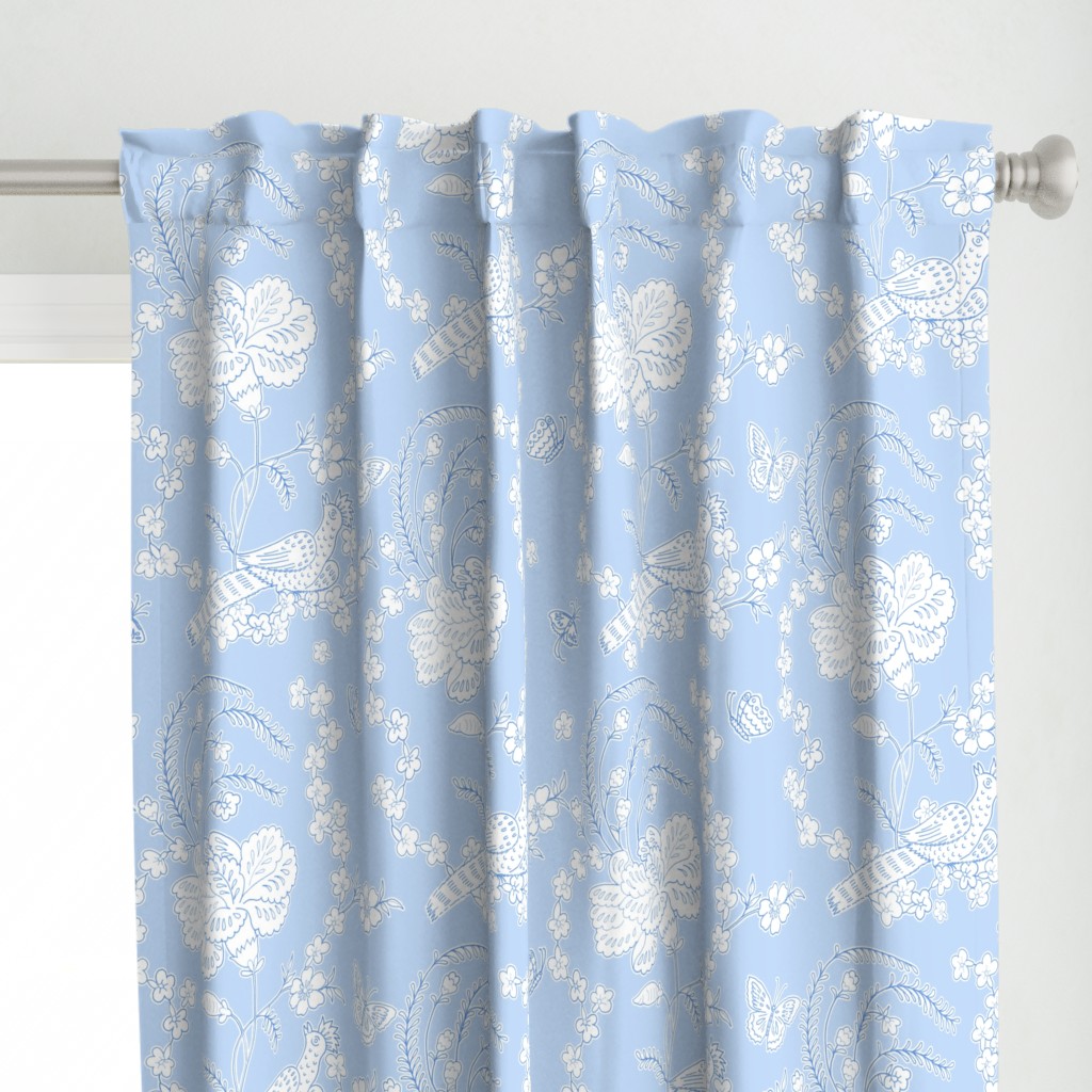 Edith Swan Neck Toile blueberry reversed