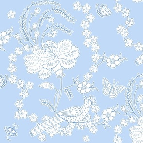 Edith Swan Neck Toile blueberry reversed