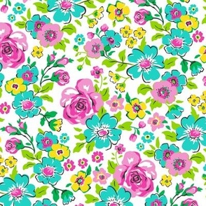 Ditsy Flowers Floral with Pink