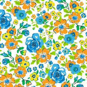 Ditsy Flowers Floral with blue