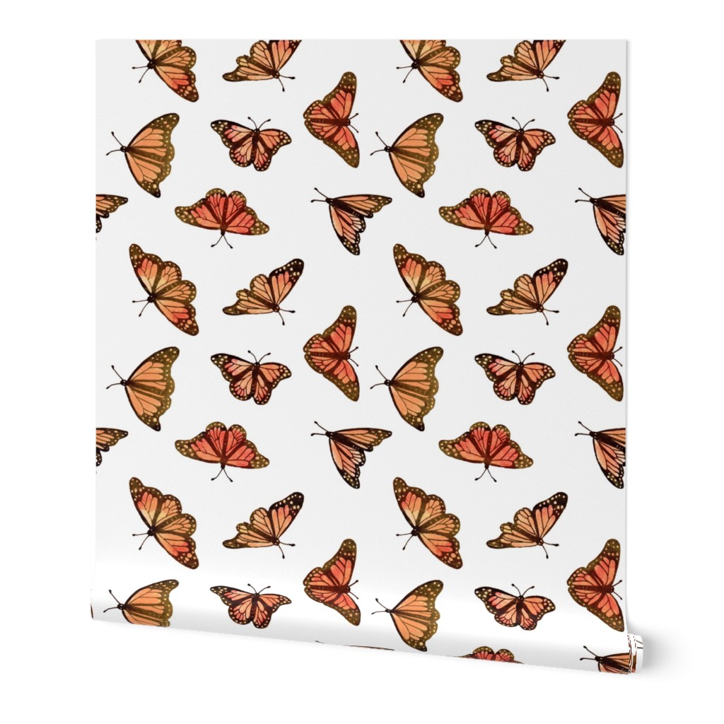 Monarch butterfly pastel on white background