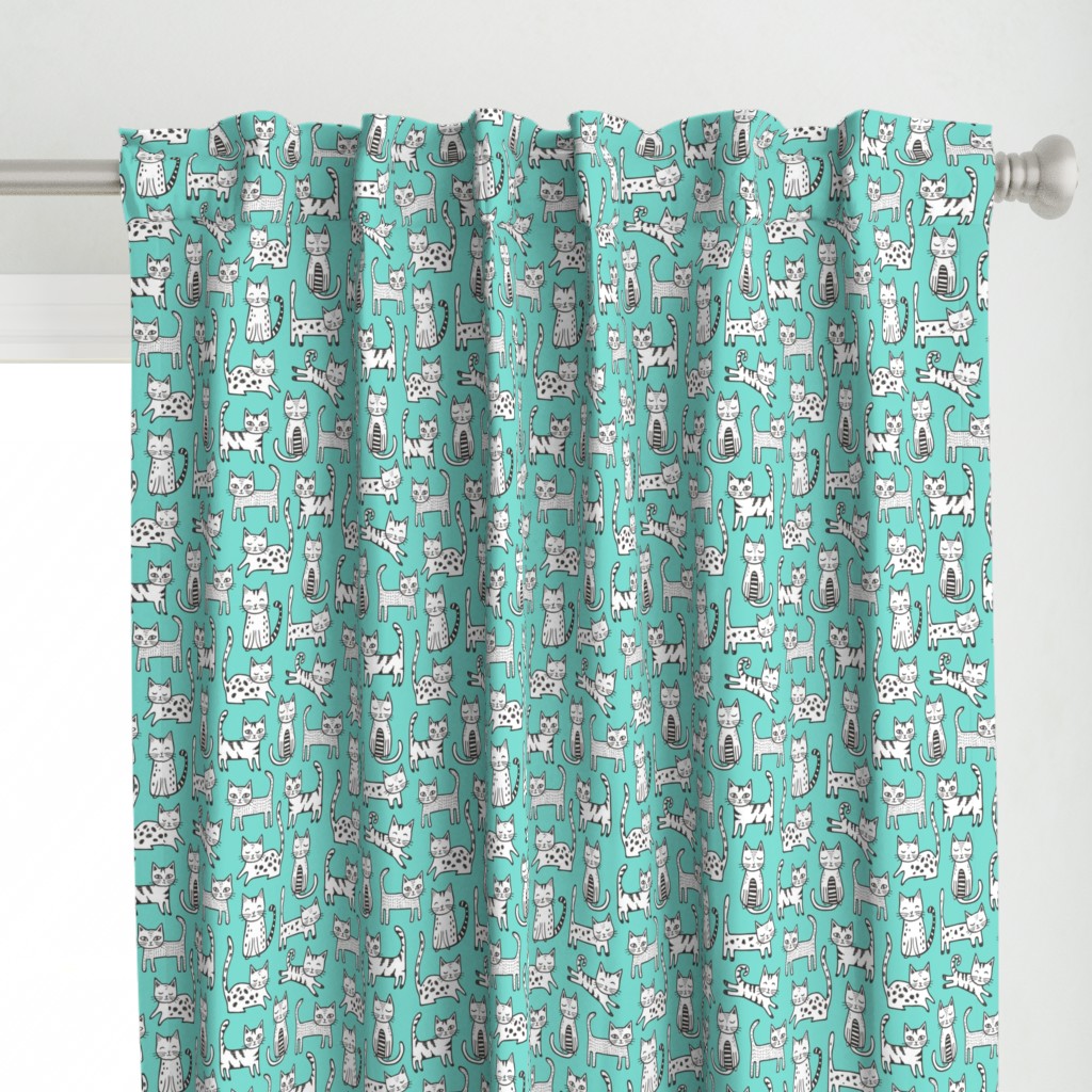 Cats with Stripes Mint Green