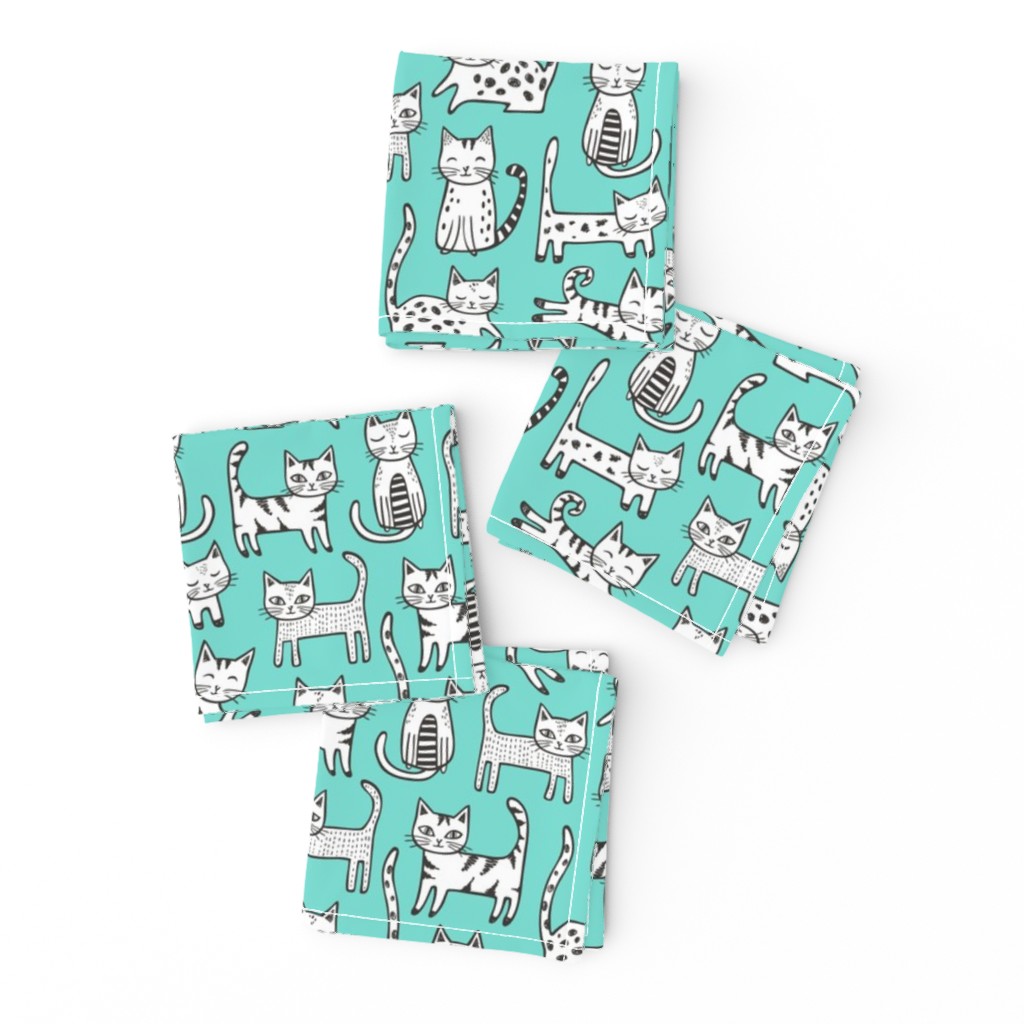 Cats with Stripes Mint Green