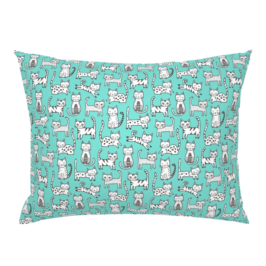 Cats with Stripes Mint Green