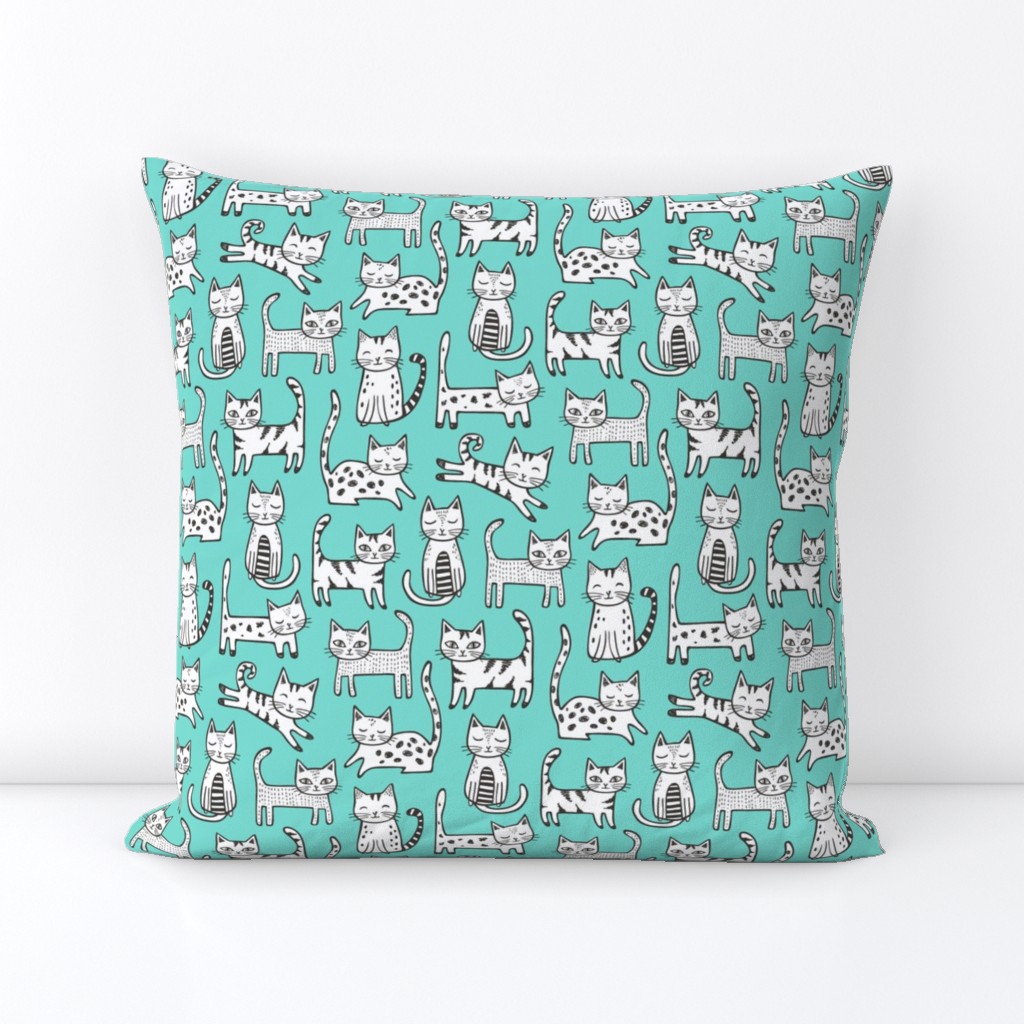 Cats with Stripes Mint Green