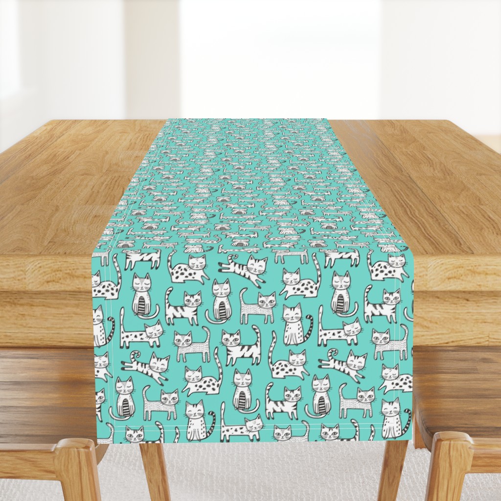 Cats with Stripes Mint Green