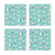 Cats with Stripes Mint Green