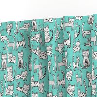 Cats with Stripes Mint Green