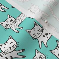 Cats with Stripes Mint Green