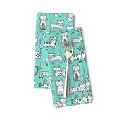 Cats with Stripes Mint Green