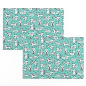 Cats with Stripes Mint Green