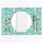 Cats with Stripes Mint Green