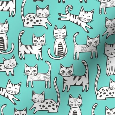 Cats with Stripes Mint Green