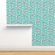 Cats with Stripes Mint Green