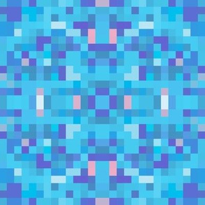 Aqua Blue Pixel Geometric