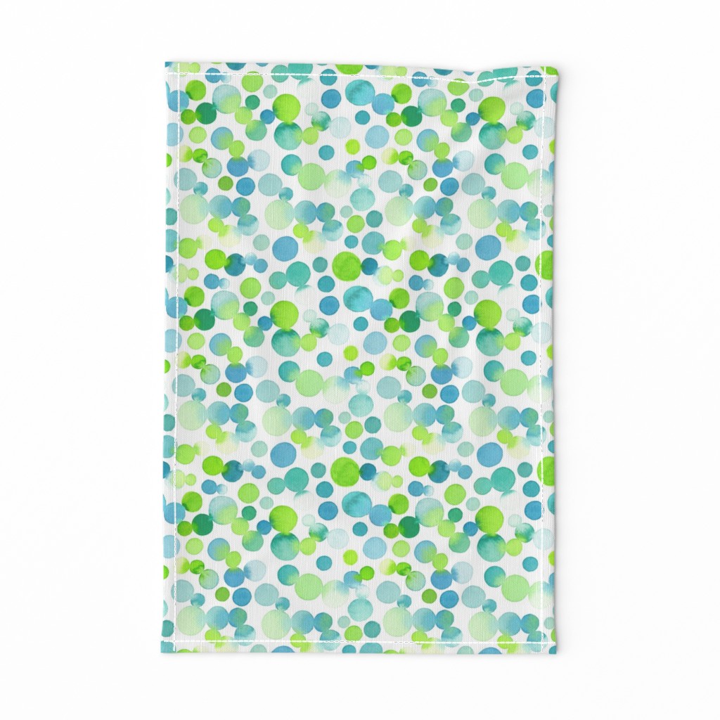 Watercolor Dots in Blue and Green