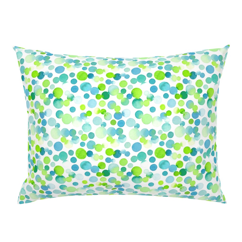 Watercolor Dots in Blue and Green