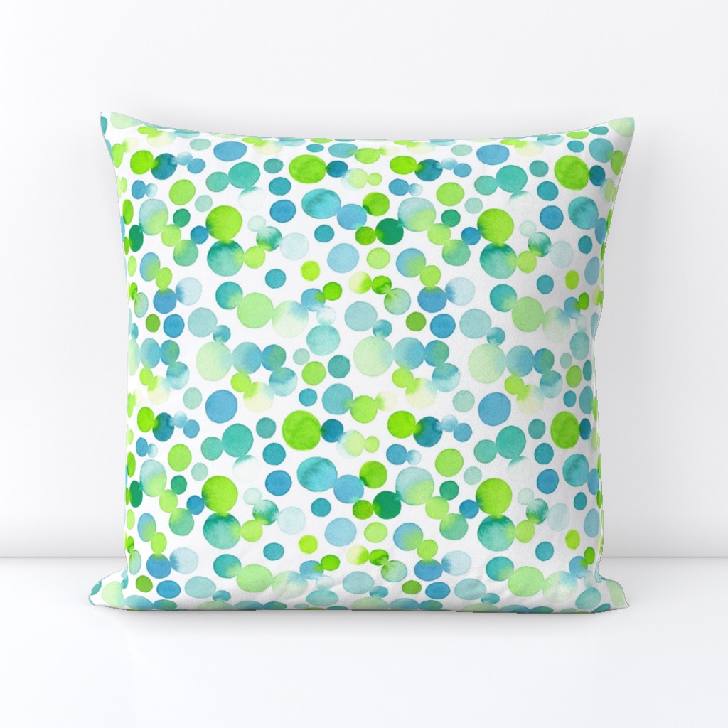 Watercolor Dots in Blue and Green