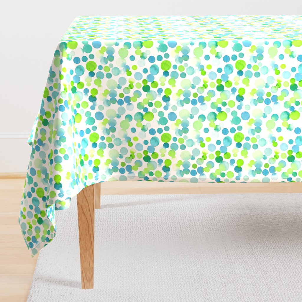 Watercolor Dots in Blue and Green