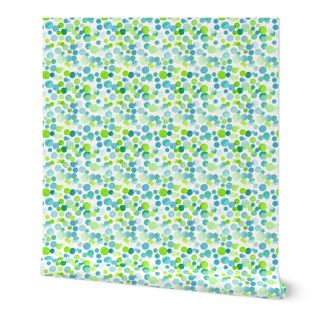 Watercolor Dots in Blue and Green