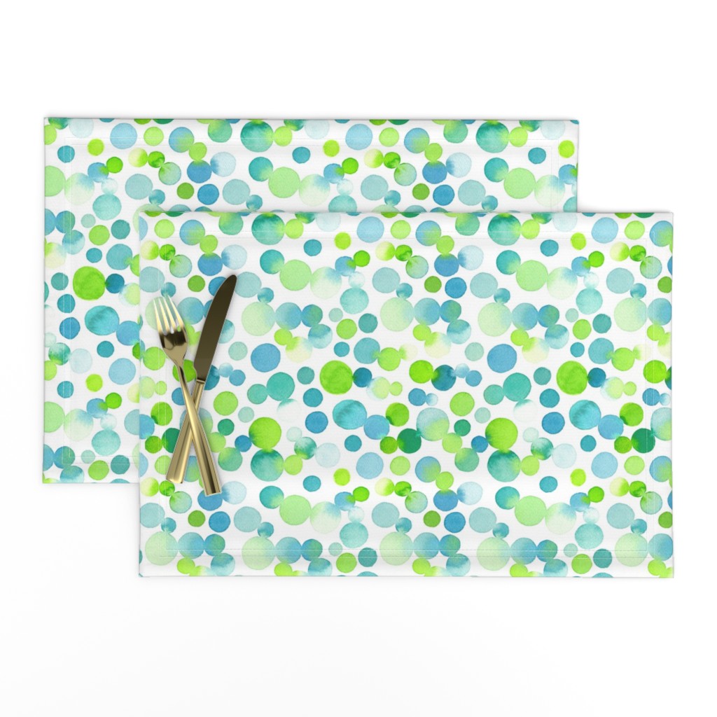 Watercolor Dots in Blue and Green