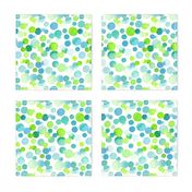 Watercolor Dots in Blue and Green