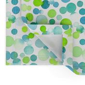 Watercolor Dots in Blue and Green