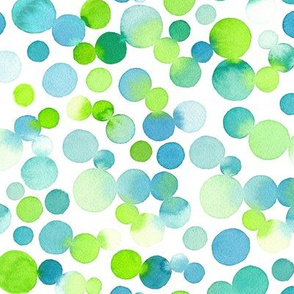 Watercolor Dots in Blue/Green