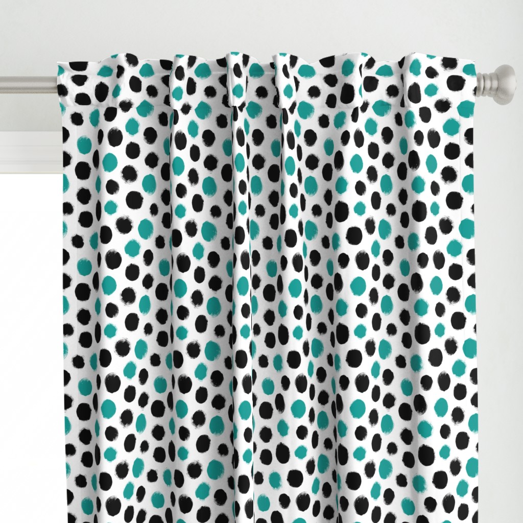 Grunge Polka Dot in Turquoise and Black