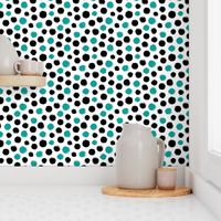 Grunge Polka Dot in Turquoise and Black