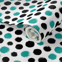 Grunge Polka Dot in Turquoise and Black