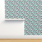 Grunge Polka Dot in Turquoise and Black