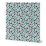 Grunge Polka Dot in Turquoise and Black